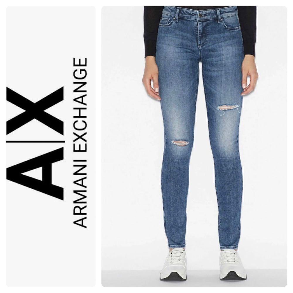 NWT A/X Armani Exchange J02 Super Skinny Low Rise 5 Pocket Jeans, Size 25